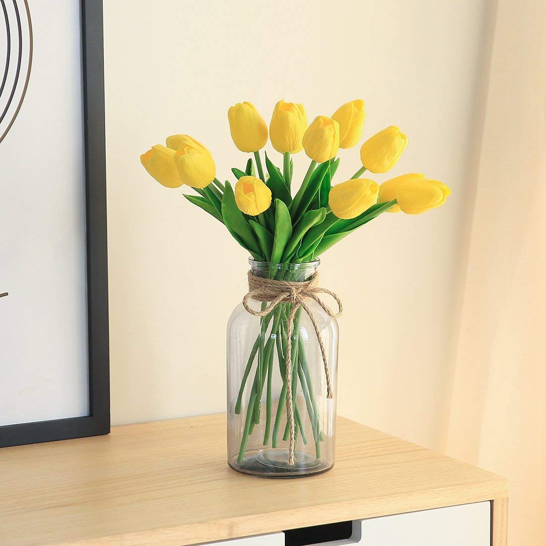 20 Tulipani Artificiali JUSTOYOU In Lattice Effetto Reale - Bianco Per Decorazione Casa E Matrimoni - Foto 9