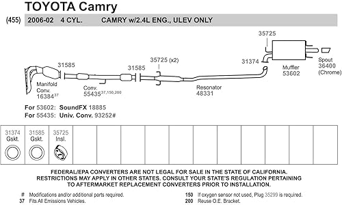 Miniatura 2 de Walker 48331 Resonador de escape de ajuste directo y conjunto de tubería