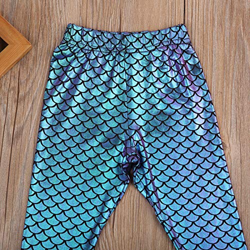 Kids Baby Girls Clothes Mermaid Fish Scale Stretch Leggings Long Pants4