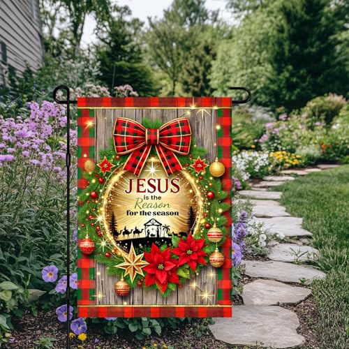Image of BlissYard Christmas Christian Faith Garden Flag 12x18 Inch Polyester