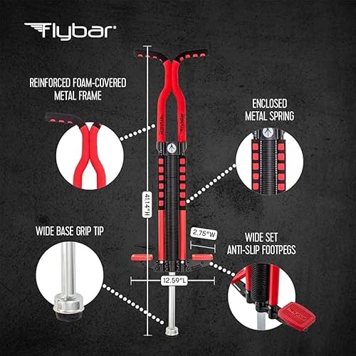 Miniatura 5 de Flybar Master Pogo Stick - Palo para niños de 9 años, de 80 a 160 libras, asas de fácil agarre, clavijas antideslizantes, juguetes al aire libre