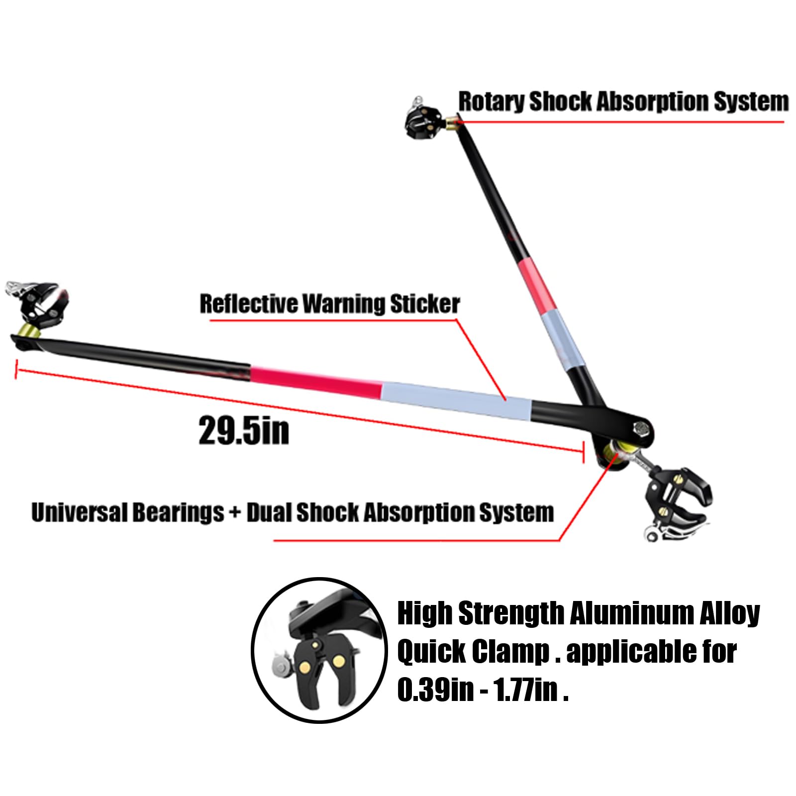 Conector de remolque de bicicleta, remolque de bicicleta plegable portátil con abrazaderas de liberación rápida para portador trasero y carrito de jardín, remolque de bicicleta para carro plegable