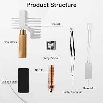 0.4mm Extruder Hotend Kit, Upgraded Red Copper Centauri Carbon Hotend Kit with Silicone Cover and Nozzle Wipe for Elegoo Centauri Carbon hotend 3D Printer Accessories | Upgraded Red Copper Material Nozzle, with Silicone Cover and Nozzle Wipe for 3D Printer Accessories
