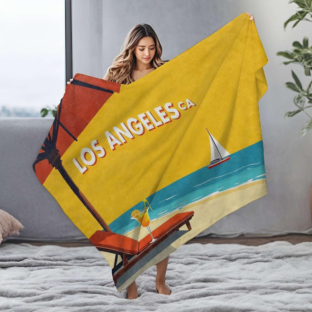 Couverture flanelle ambiance soleil et évasion Los Angeles