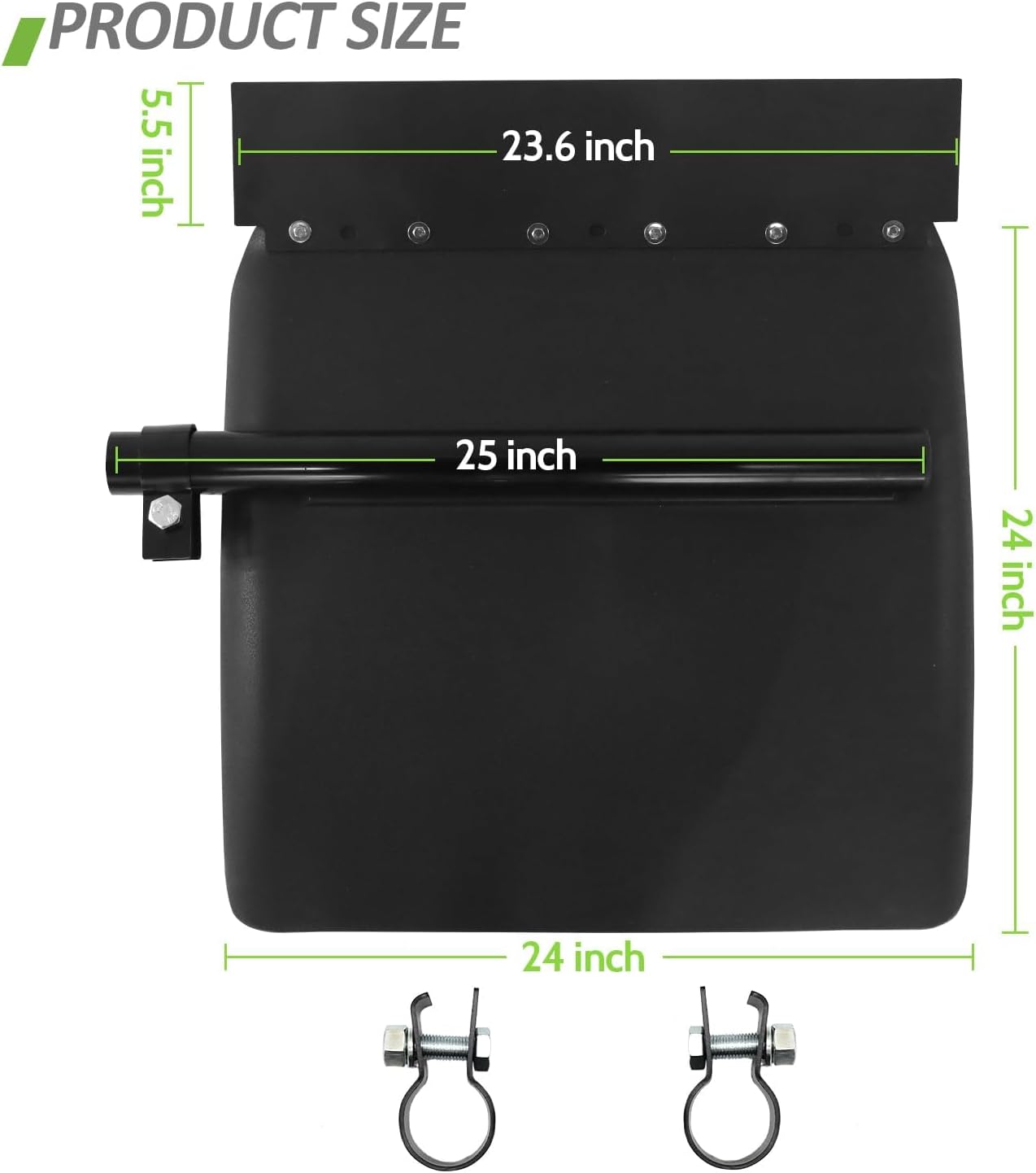 24" x 24" Pair of Black Poly Quarter Fenders Fit for Semi Truck, Heavy Duty Bracket Quarter Fender Fit for Freightliner Kenworth Volvo Peterbilt Mack International (Black Polypropylene)