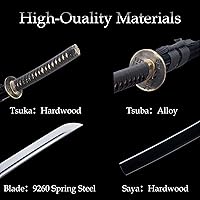 Vista 3 de Katana Sword, Handmade Samurai Sword 9260 Spring Steel - Plum Blossom Design, Full Tang & Clay Tempered - Ideal for Training, Practice, Collection &