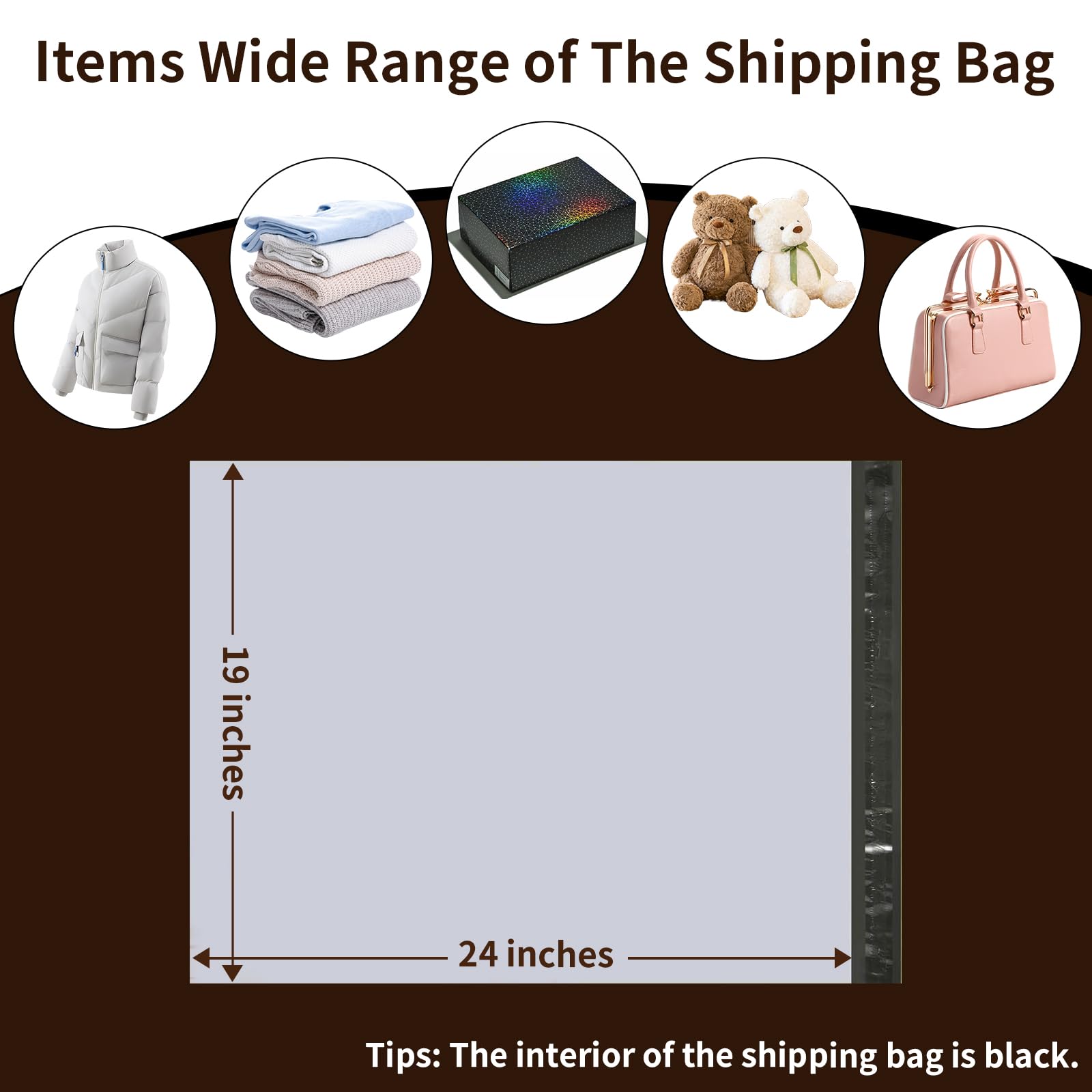Lot de 100 grands enveloppes d'expédition autocollantes en polyéthylène pour vêtements, boîtes, sacs postaux imperméables pour entreprise, 48,3 x 61 cm