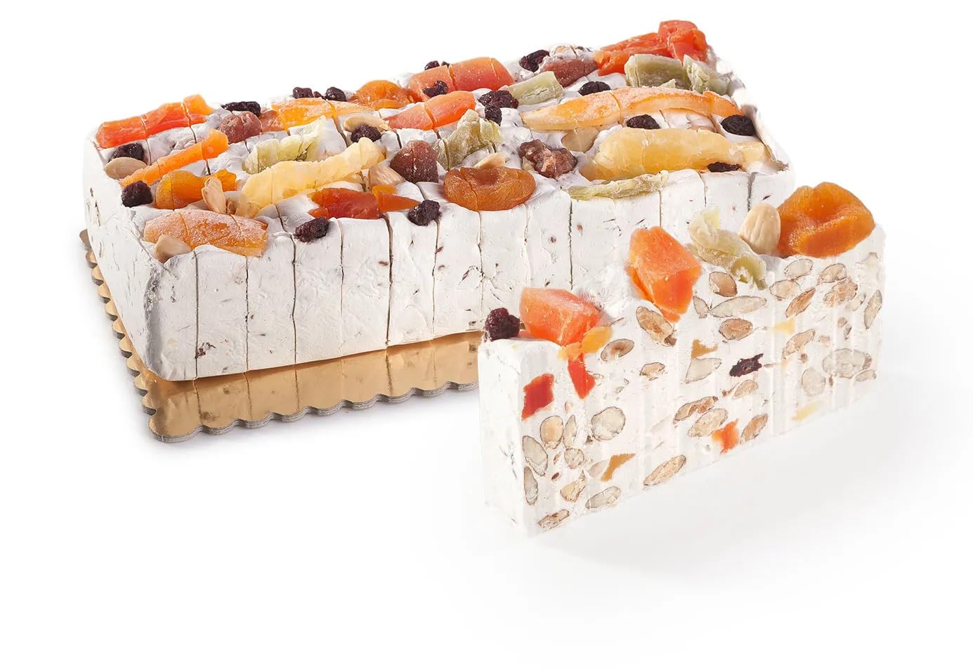 Artisan Italian Soft Nougat Rectangular Cake Sliced 200g - Torrone Italiano with Almonds & - Mixed Flavours (Fruit)