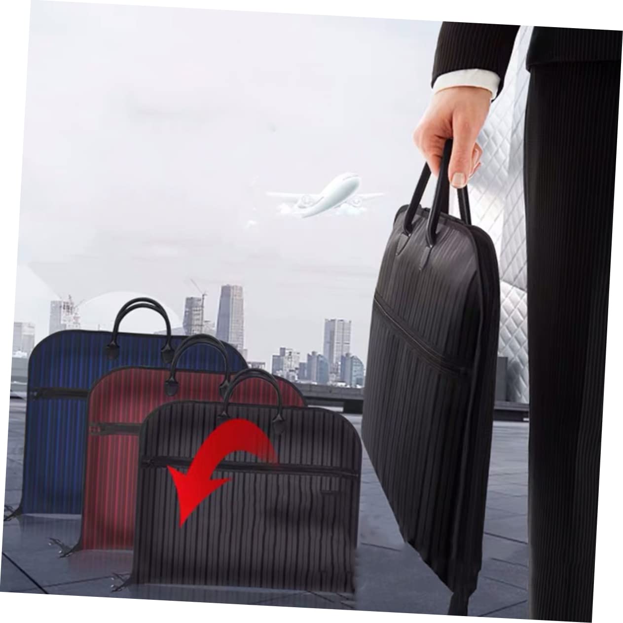 MAGICLULU Anzugshülle Gestreifte Manteltasche Atmungsaktive Kleidersack mit Reißverschluss und Griff Schutzhülle für Kleidung Staub und Schmutzschutz Zufälliger Stil