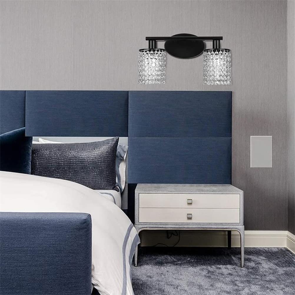Kinkiet w stylu vintage z 2 lampami, kinkiet w stylu industrialnym, lampa lustrzana w stylu retro wykonana z metalu i szkła, uchwyt na żarówkę E27, lampa ścienna do sypialni, salonu, łazienki, 2 świa