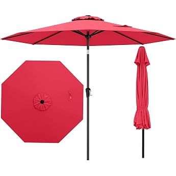 COSTWAY Sonnenschirm 270 cm Gartenschirm mit Kurbel