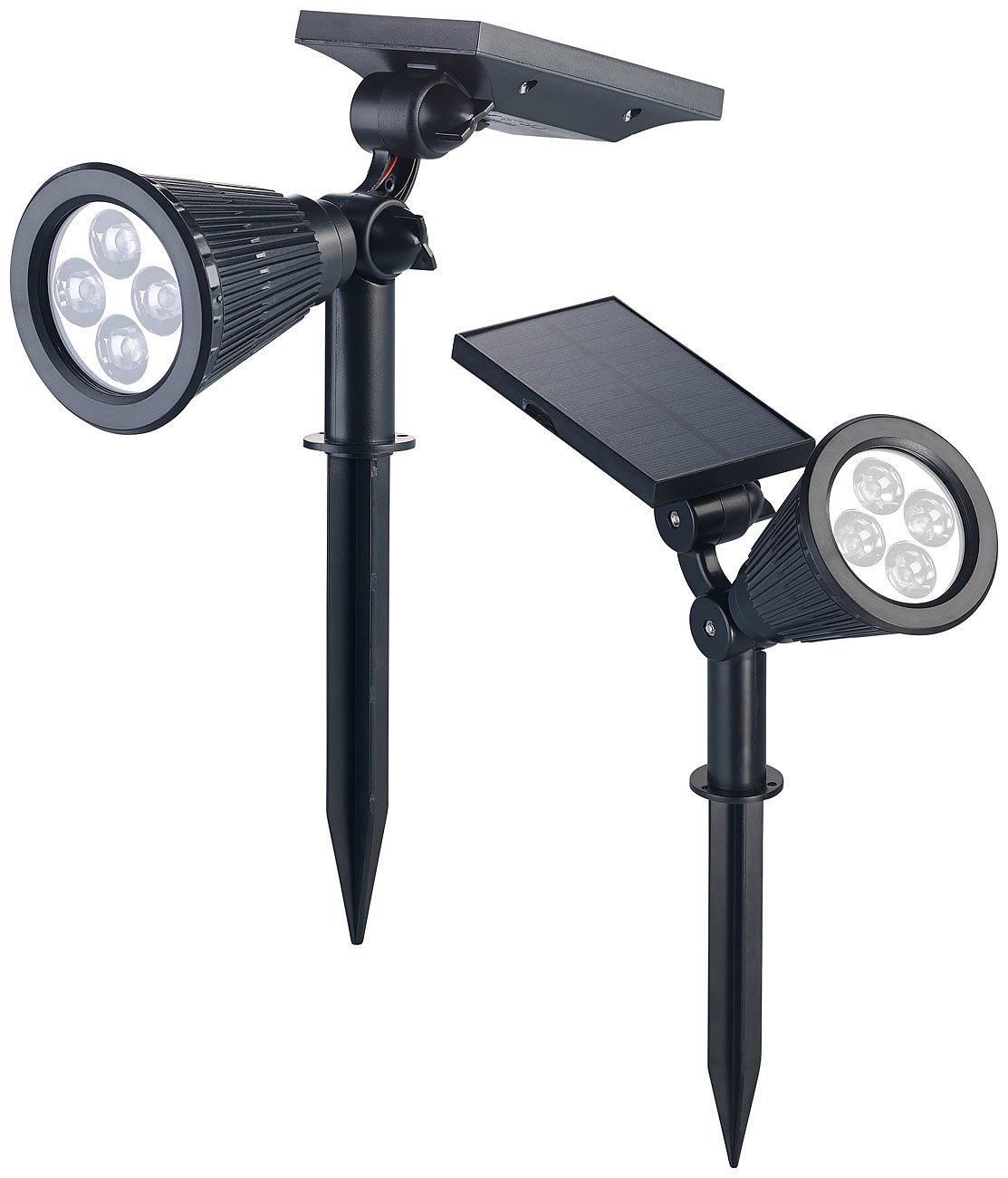 Luminea Gartenspots Solar: 2er-Set Solar-LED-Garten-Spots mit Erdspieß, 200 Lumen, 1,5 Watt, IP44 (Solarspot außen, LED Gartenspot, Baum)