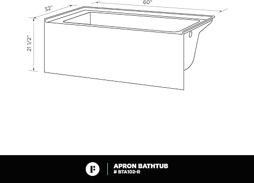 Miniatura 114 de Fine Fixtures Acrílico, bañera de fibra de vidrio con delantal integral frontal en blanco brillante, drenaje a mano derecha, 48 x 32 pulgadas