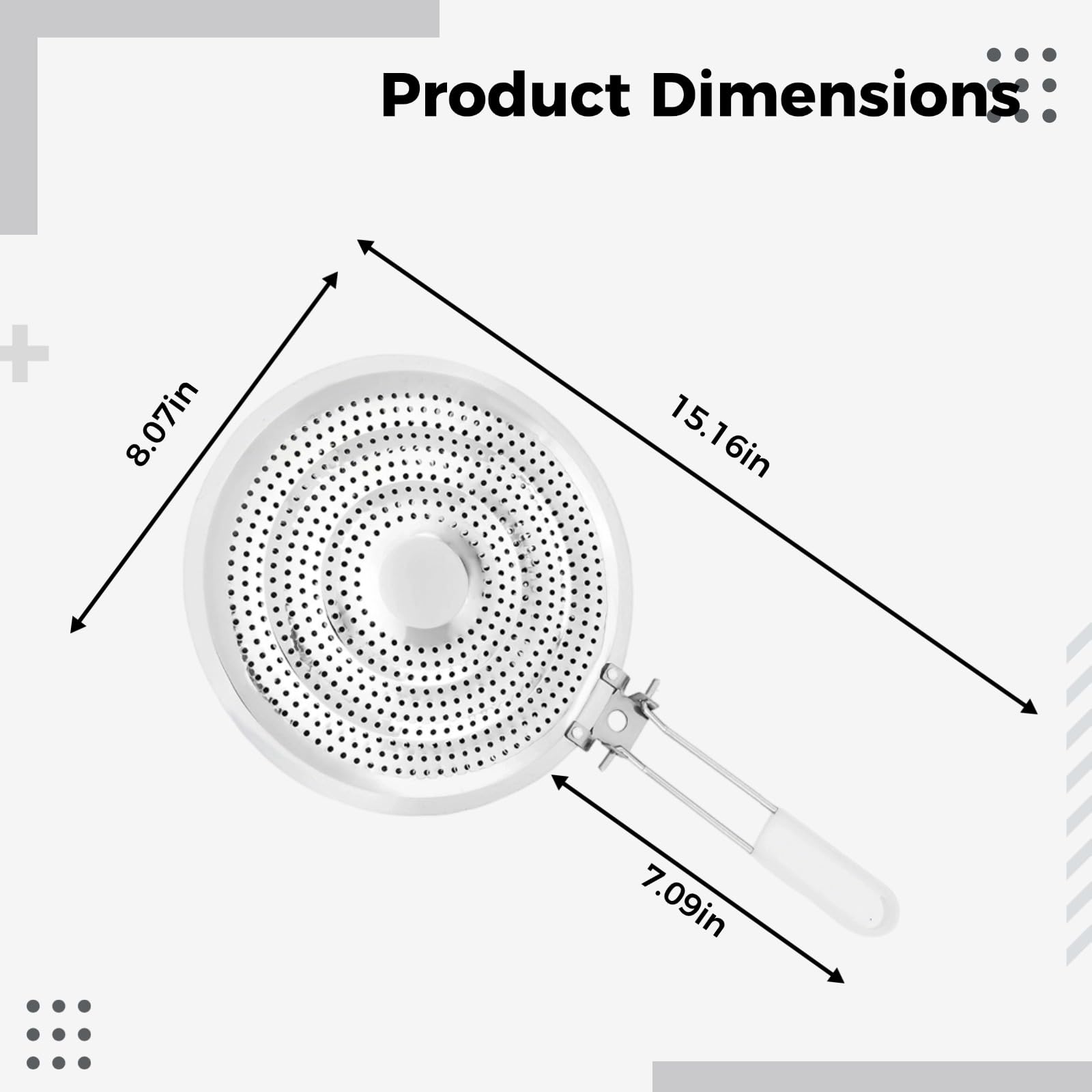 2 Stk. Edelstahl Wärmeverteiler Simmerplatte Set mit weißem Griff, 15,2 x 8,1 Zoll, perforierte Brennerabdeckung für Gasherde, Elektroherde, Kaffeemaschinen und Pfannenhalter
