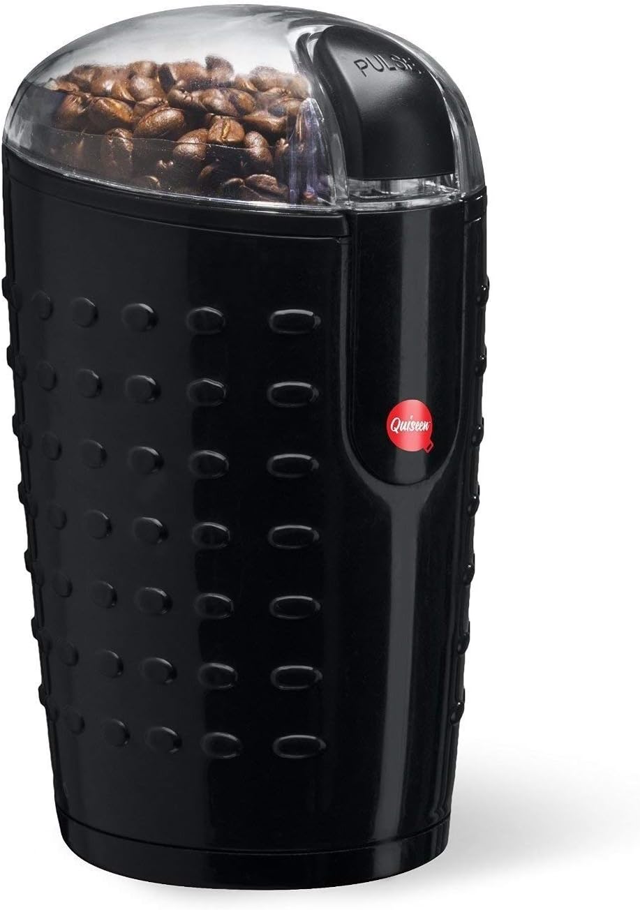 One-Touch Electric Coffee Grinder. Grinds Coffee Beans, Spices, Nuts and Grains - Durable Stainless Steel Blades (Black)
