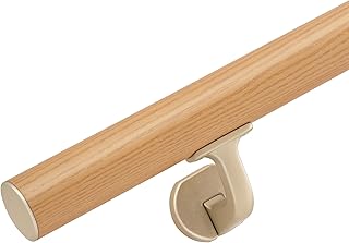 4 FT Handrails for Indoor Stairs,Deck,Slope,Modern Aluminum Handrail Set, Wall Mounted, with Zink-Alloy Brackets Aluminium Railing System,Rust Free. (Cherry Wood Grain, 4 FT)