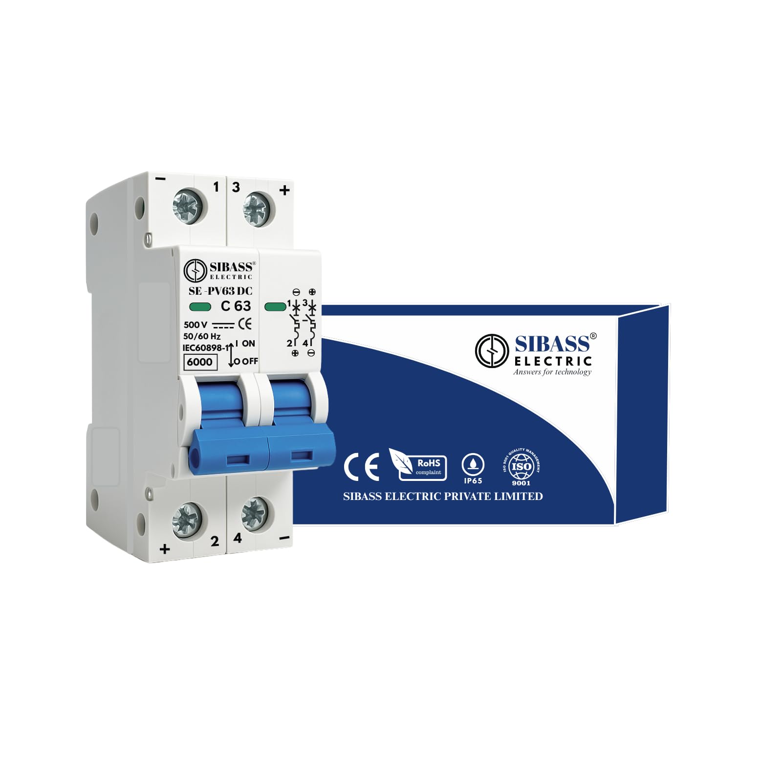 DAYSTAR SOLAR DC MCB 63A 2POLE 500V SIBASS-ELECTRIC DC MINIATURE CIRCUIT BREAKER (SE-PV63)-image-25