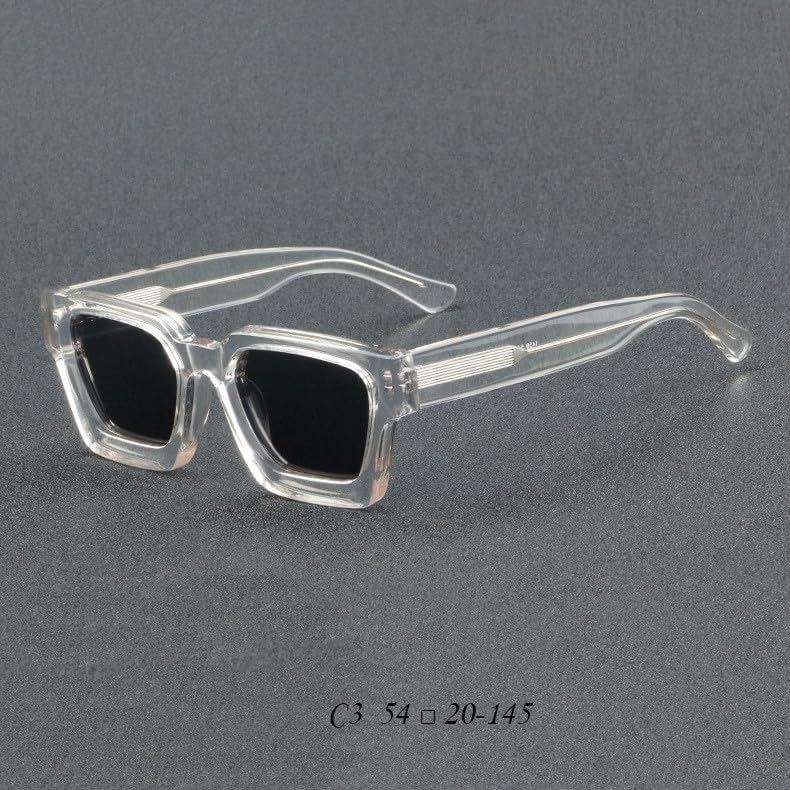 Image of Retro Fashion Thick Acetate Polarized Sunglasses Trendy Square Men Womens Black Grey Shades Vintage