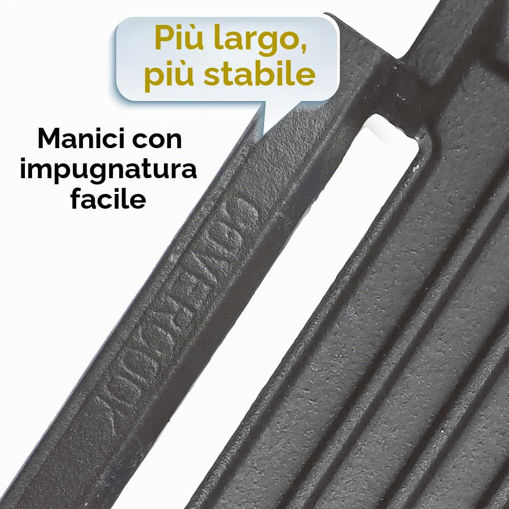 Padella per grigliare in ghisa, piastra rettangolare per grigliare, 43 x 23 cm Padella per grigliare per piano cottura a induzione, forno elettrico, griglie all'aperto, superficie rigata