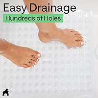 Vista 5 de Gorilla Grip - Alfombrilla de ducha patentada, 21 x 21 pulgadas, lavable, cuadrada, para ducha con agujeros de drenaje, ventosas.