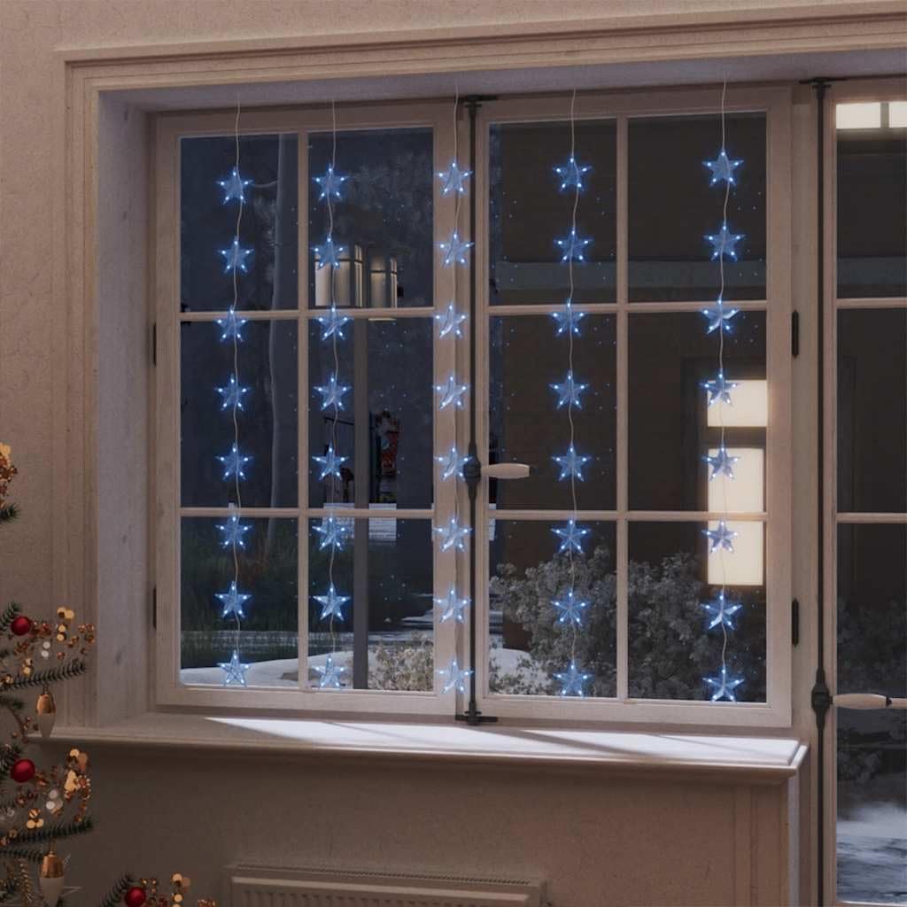 LED Sternenvorhang Lichterkette Blau mit 200 energiesparenden LEDs, 8 Lichtfunktionen, USB Anschluss, 96x216 cm, 3 m Verlängerungskabel, für Innen und Außen