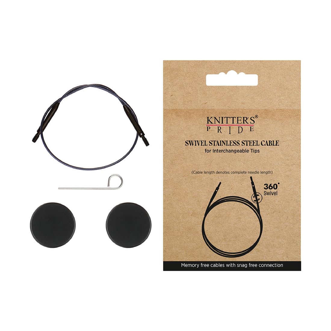 Knitter's Pride Swivel 360 Cable for 60 cm Interchangeable Circular Needles – 1 piece Black
