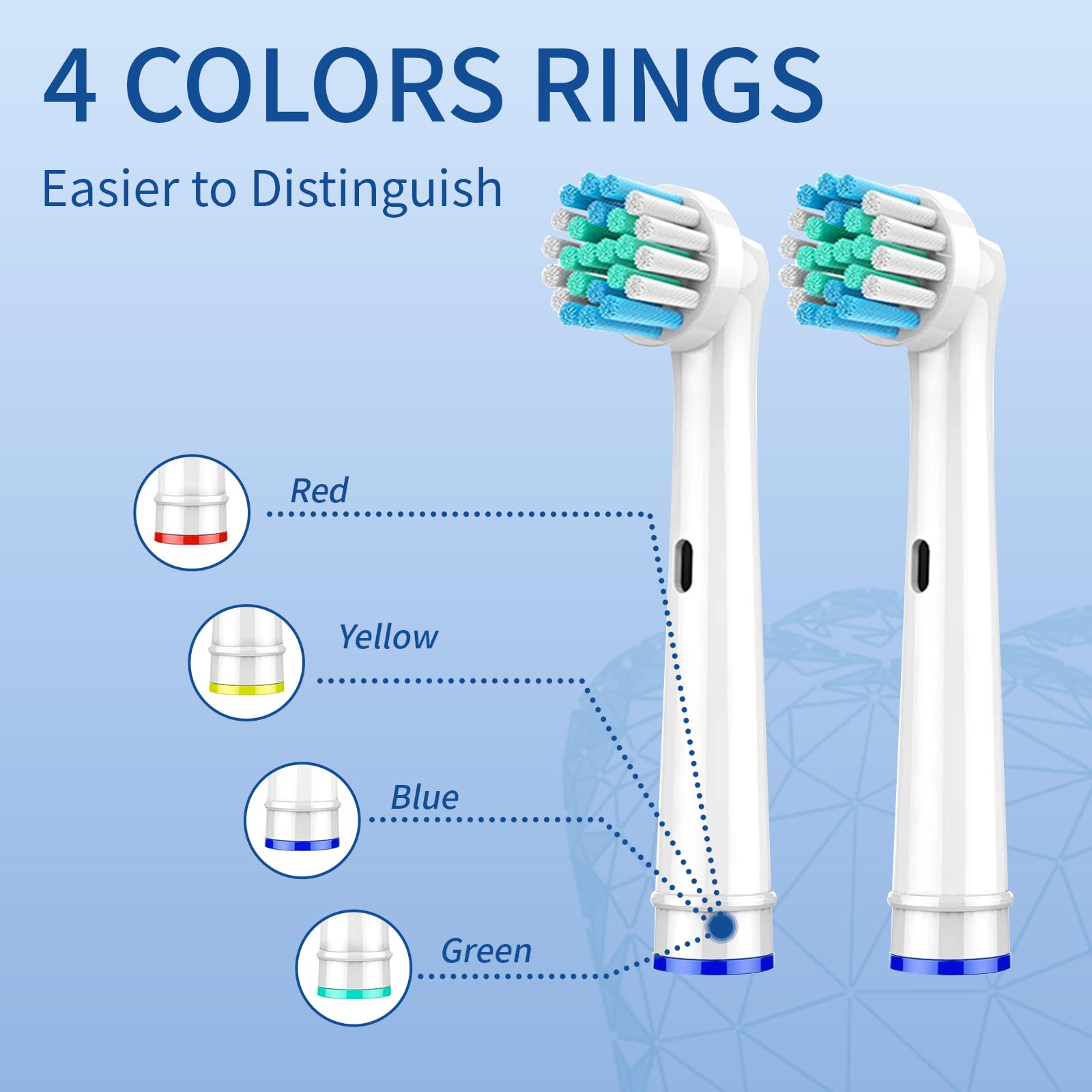 16 cabezales de repuesto para cepillo de dientes compatibles con Oral B Braun, cabezales de repuesto para cepillo de dientes eléctrico Oral-B 7000/Pro 1000/9600/500/3000/8000
