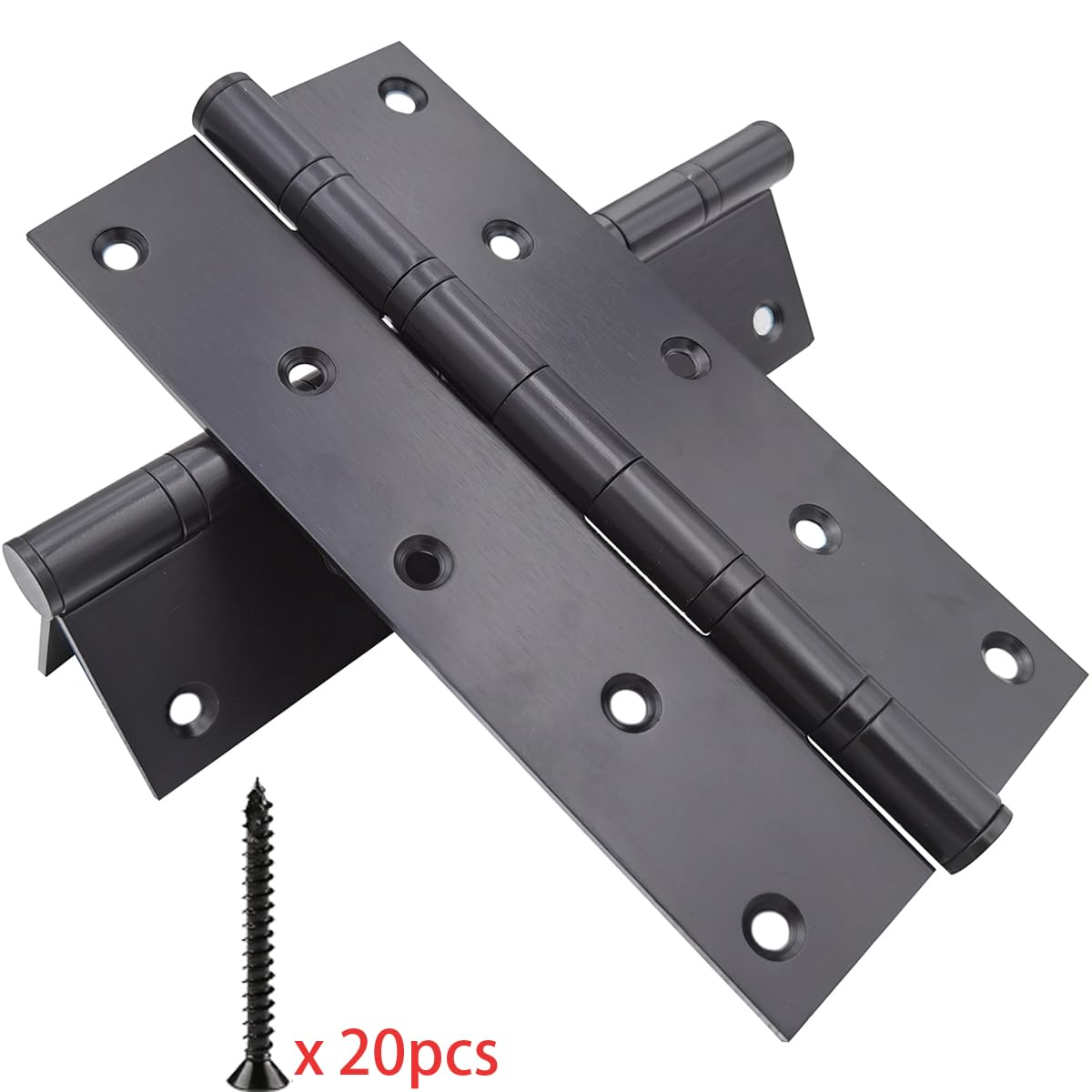 2 bisagras de puerta de acero inoxidable de 8 pulgadas con esquina cuadrada para puerta de madera resistente, 1/8 pulgadas de grosor, negro mate (negro)