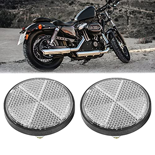 Image of F FIERCE CYCLE Pair M6x1.0 White Plastic Universal Screw Mount Reflective Warning Reflector for Motorcycle Bike