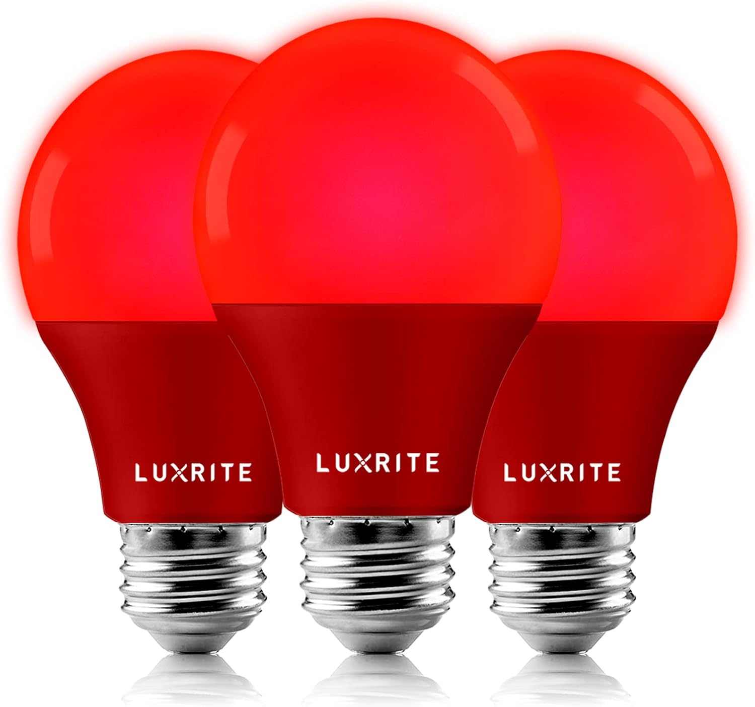 LUXRITE A19 LED Red Light Bulbs, 60W Equivalent, NonDimmable, UL