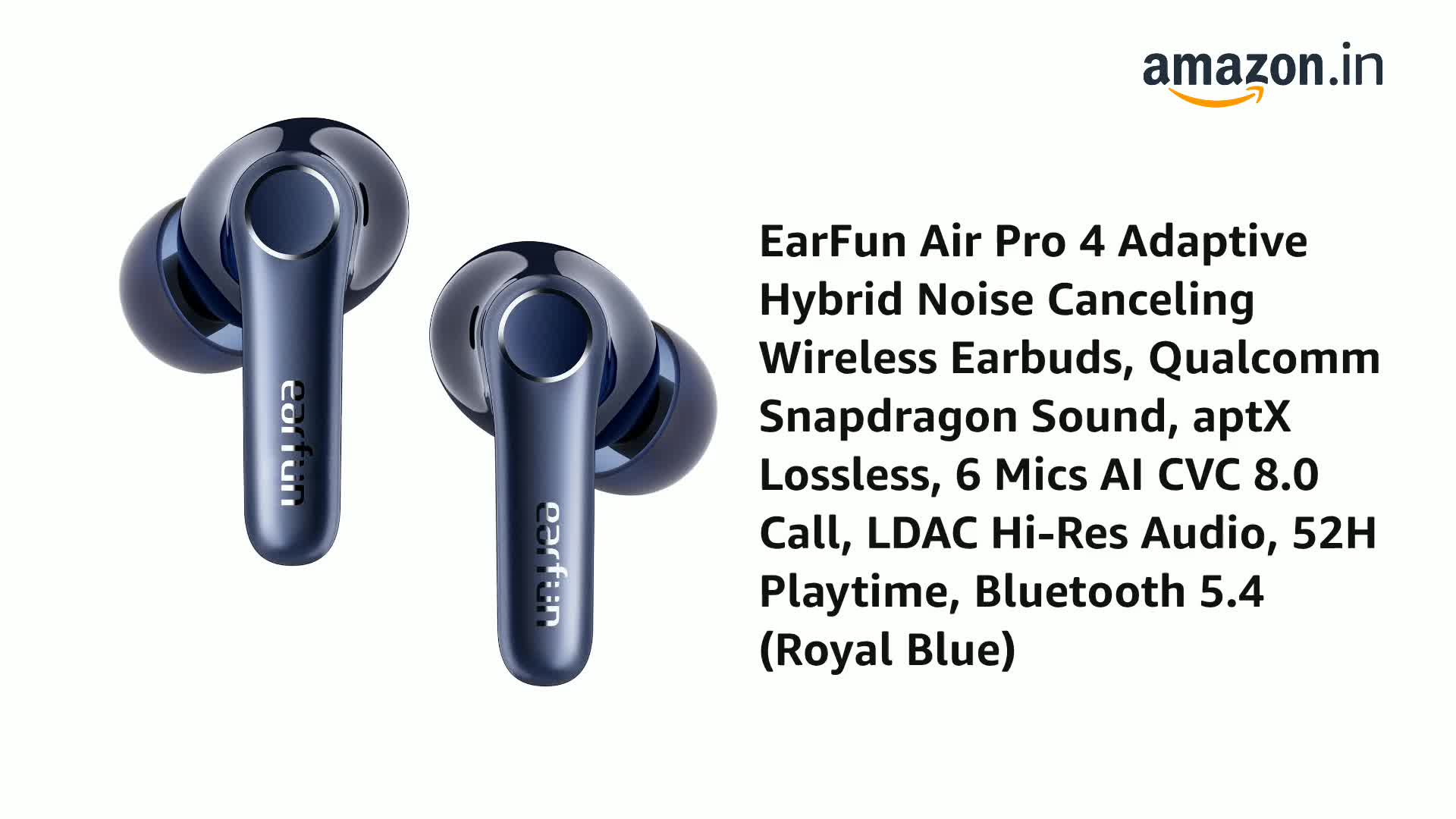 EarFun Air Pro 4 Adaptive Hybrid Noise Canceling Wireless Earbuds