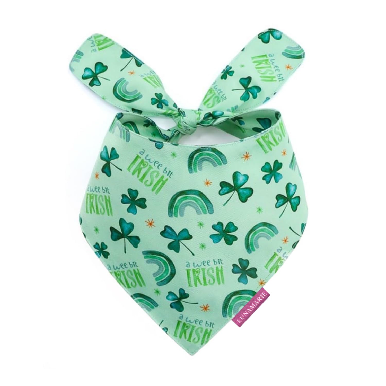 LunaMarie - Luxury Pet Birthday Bandanas -Premium & Silky Poly Fabric | 100% Handmade | Custom Shape Dual Layered (A Wee Bit Irish, Large) — image 1