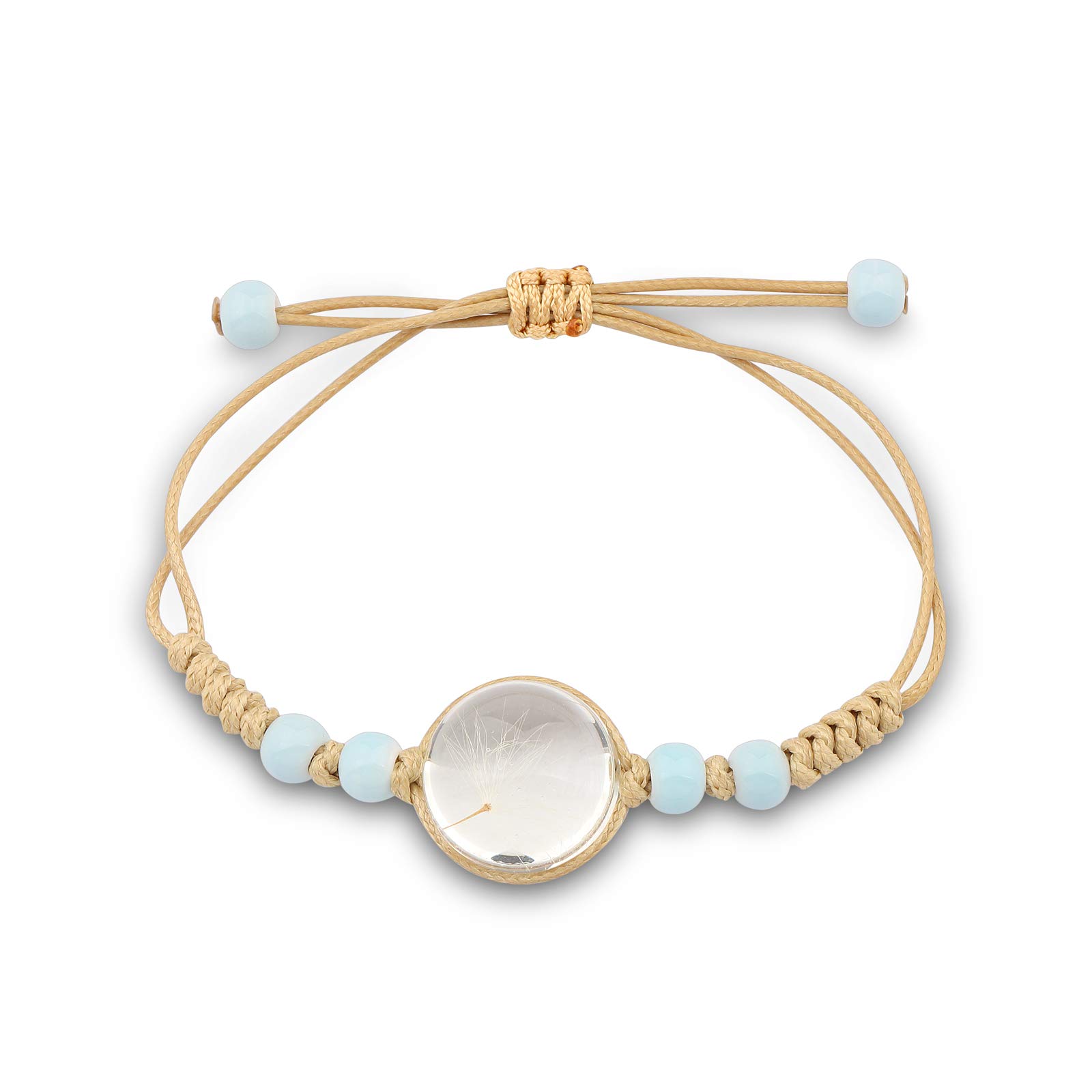WUSUANEDDandelion Seed Glass Adjustable Bracelet Make A Wish Jewelry Good Luck Dandelion Gift For Women