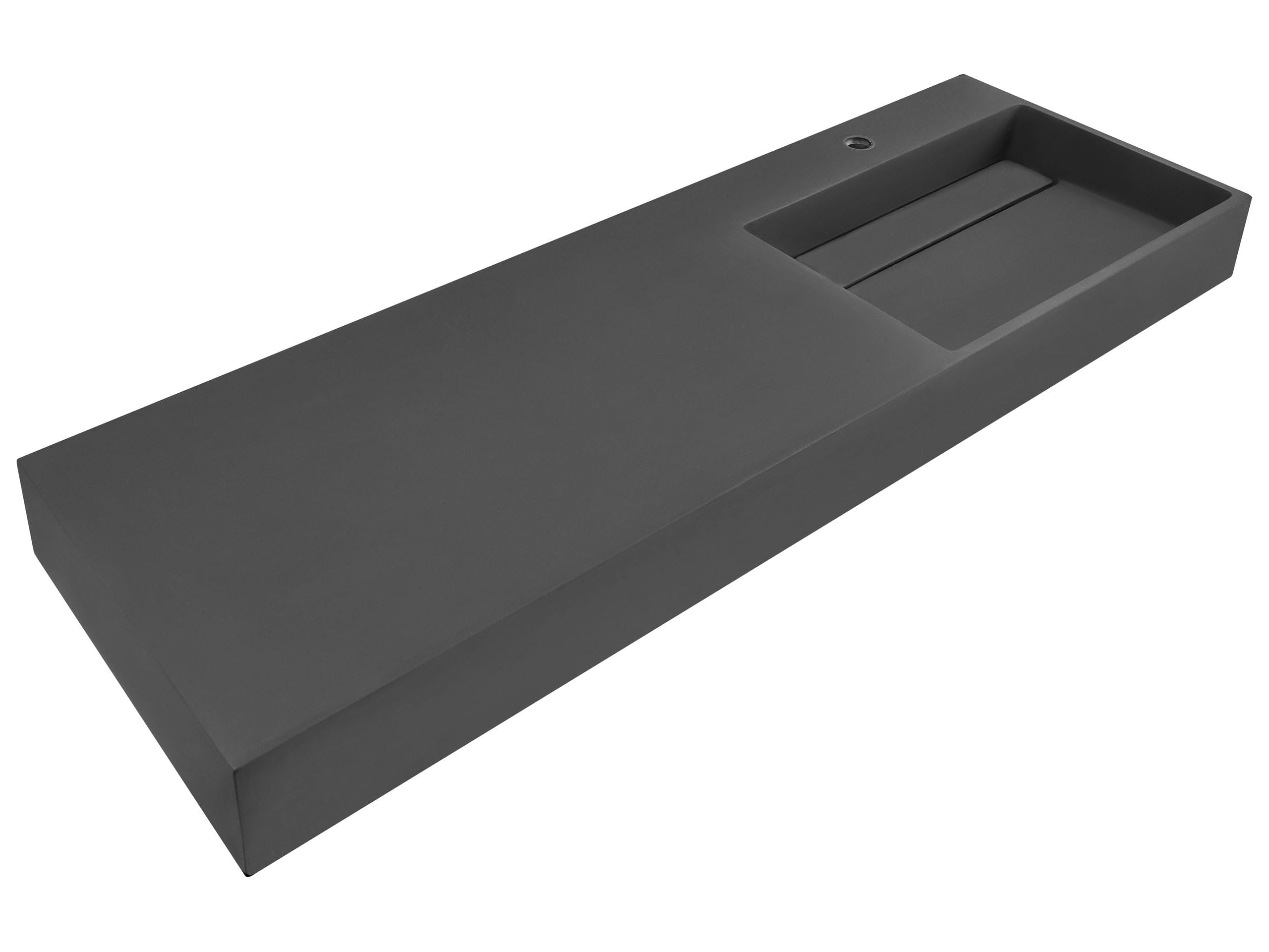 Lavabo suspendido de pared clásico rectangular fundición mineral acabado mate 150 x 48 cm negro Cusco