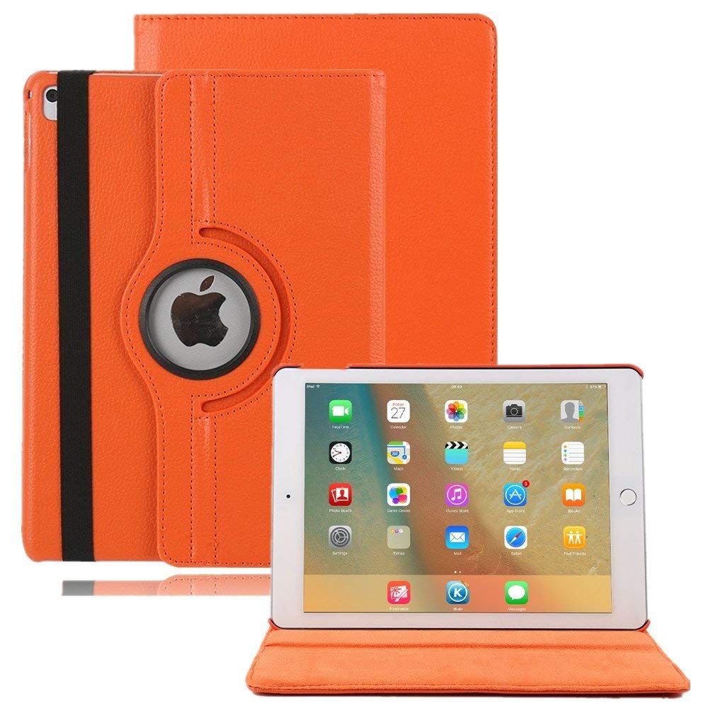 9.7 inch Rotating Case for iPad 9.7'' (2018/2017/6th Gen, 5th Gen/Air 2/Air), 360 Degree Rotating Stand Protective Cover with Auto Sleep Wake (Orange)
