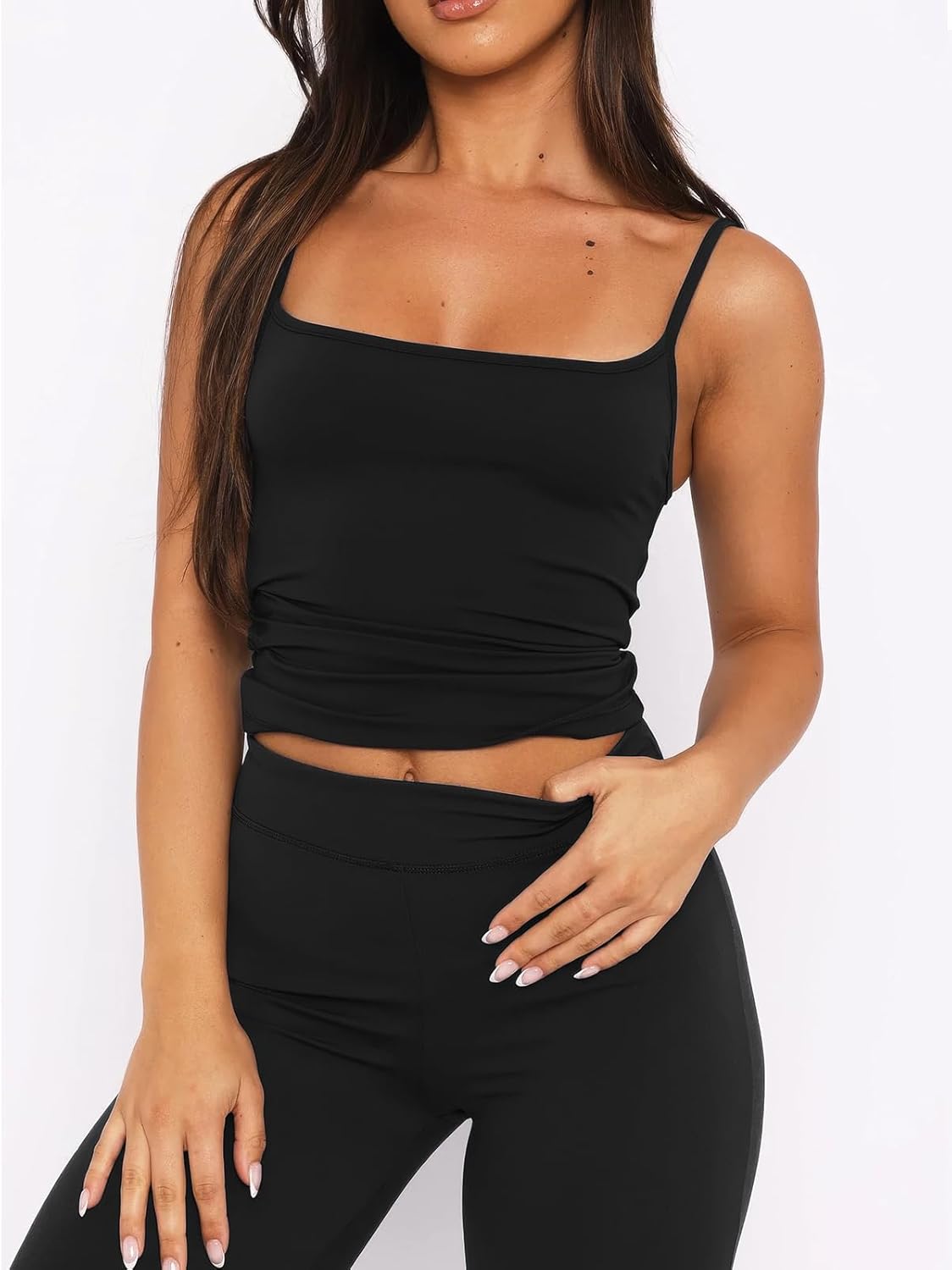 Women's Tank Tops Sexy Slim Fit Spaghetti Strap Tank Top Cute Summer Square Neck Workout Camisole Tops - Image 6