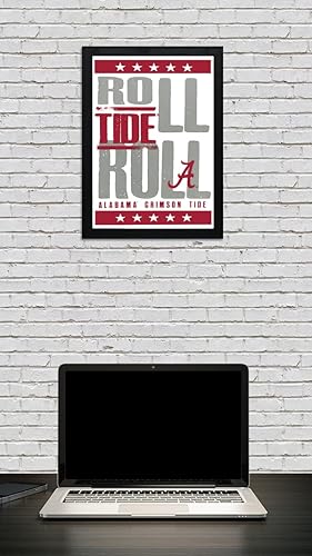 Miniatura 4 de Gifts for Alabama Crimson Tide fan - Roll Tide Roll Letterpress Poster - Officially Licensed Art Print - 13x19" - Bama Gift (Add Black Frame)