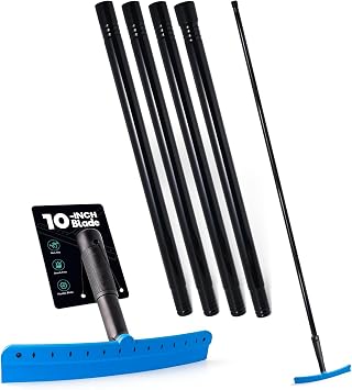 FOSHIO TPU Squeegee 10-Inch Blade with 4 Extension Poles Extends up to 63 Inches, Anti-Slip Grip Handle Rubber Squeegee Streak-Free Cleaning for Car Windows, Shower Doors, Mirrors, Glass