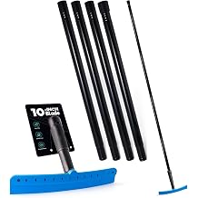 FOSHIO TPU Squeegee 10-Inch Blade with 4 Extension Poles Extends up to 63 Inches, Anti-Slip Grip Handle Rubber Squeegee Streak-Free Cleaning for Car Windows, Shower Doors, Mirrors, Glass
