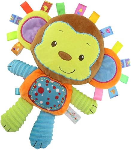 Monkey Taggie Activity Blanket and Sensory Toy Baby Gifts for Newborns Baby,Infant,Lovey Soft Toy - Clam Down and Play Your Baby, Baby taggy Toy