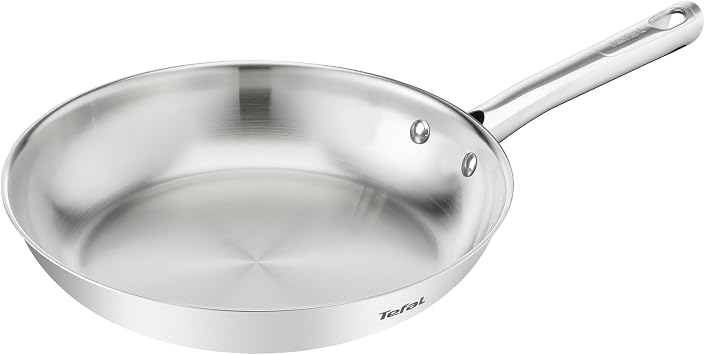 Tefal Duetto On Frying Pan 20 cm, Unsealed, Thick Heat Diffusion Base, Comfort Grip, Durable, Suitable for All Hobs, Stainless Steel, B8660234