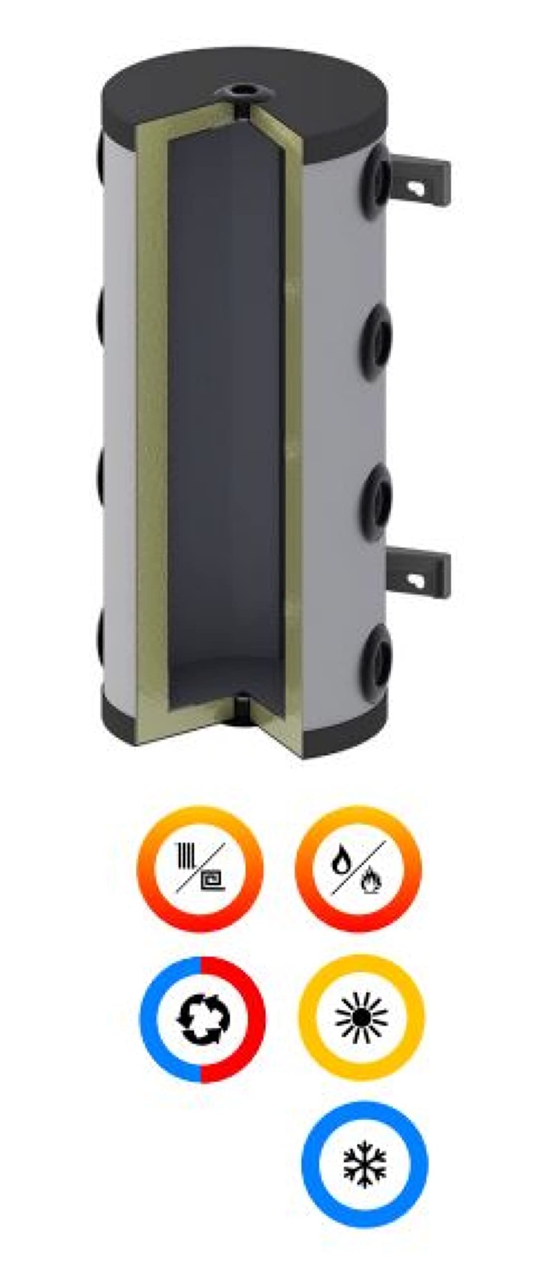 DIFFUSALP FLE00352 208025 STA Puffer ABS 8 Pipes 25 l Wandstempel