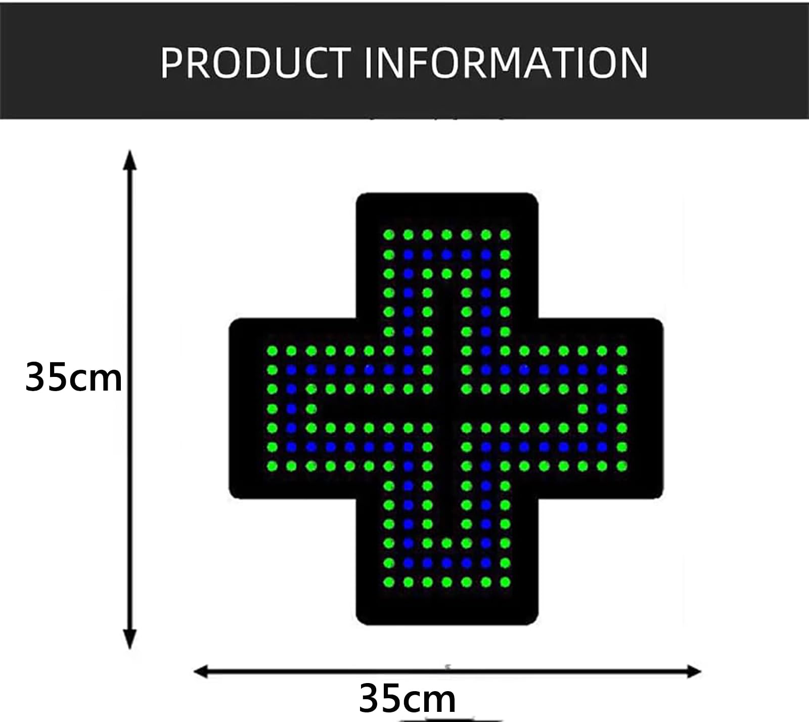 Letrero De Neón LED con Cruz De Dispensario, Letrero De Cruz Médica LED De 35 * 35 Cm, 3 Modos De Trabajo, Siempre Encendido, Intermitente Y Intermitente General, Compacto Y Portátil