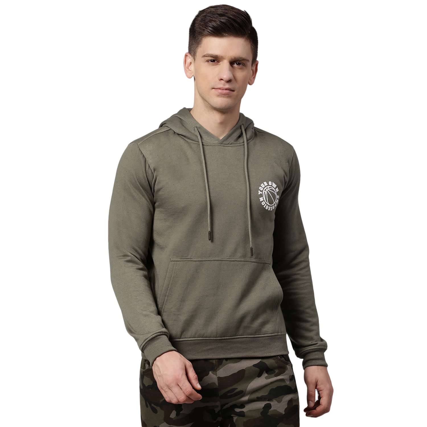 Dennis Lingo Męska bluza z kapturem Polycotton z kapturem z pełnym rękawem o regularnym kroju męska zimowa odzież codzienna (oliwkowa, S)