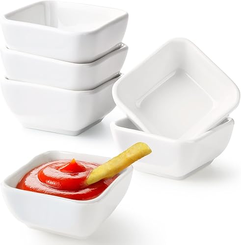Miniatura 7 de Paquete de 12 cuencos de inmersión pequeños, platos y cuencos de salsa de inmersión de 1.2 onzas, platos pequeños de porcelana de cerámica para