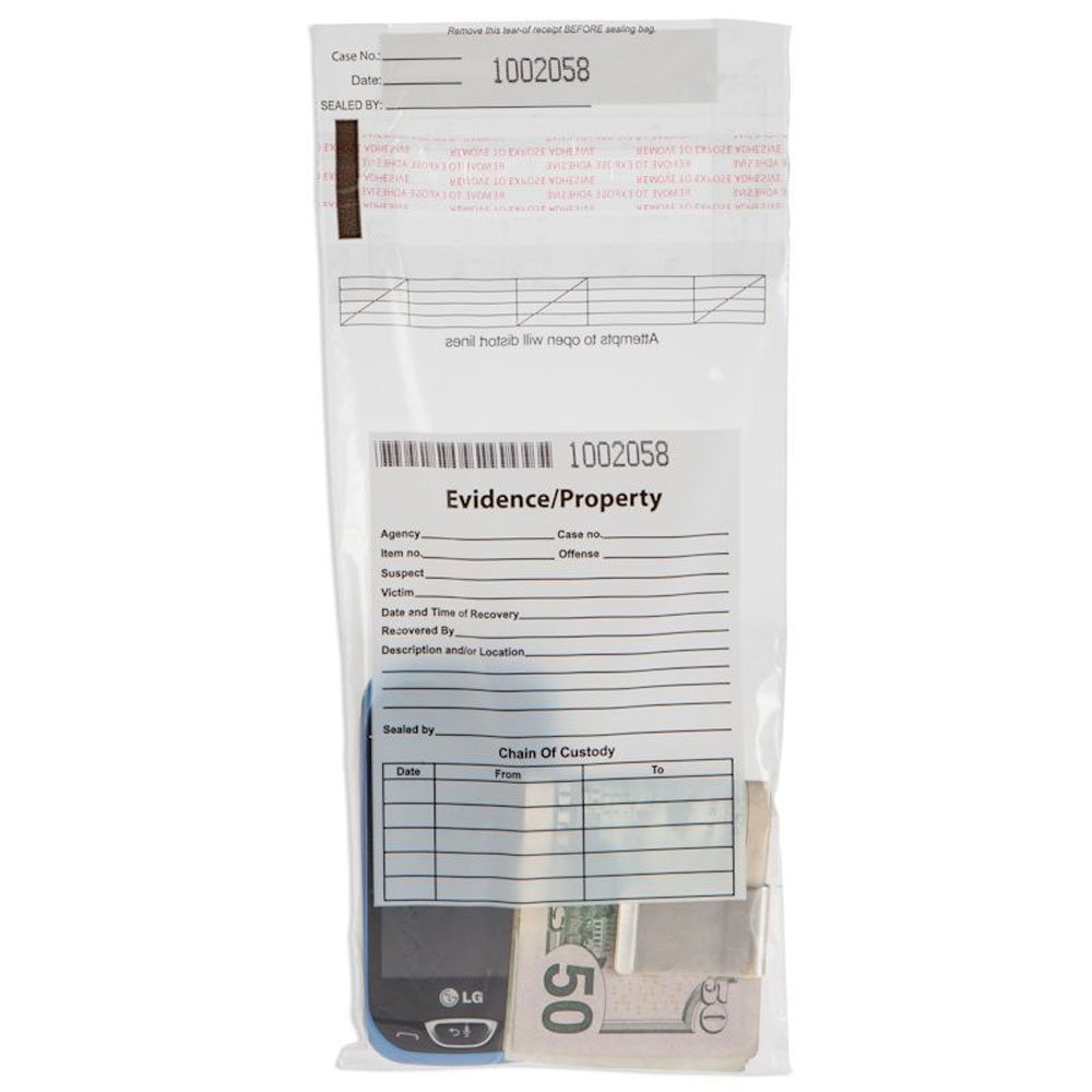 BankSupplies Clear Evidence Bags | Case of 1000 | 5W x 9H | Tamper Evident Seal | Write-On Panel for Information | Plastic Safety Security Bag | Serial Numbers & Tear Off