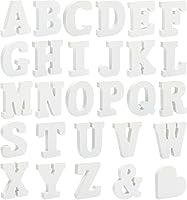 Cregugua 3 Inch 56-Piece White Wood Alphabet Letters - Standing MDF Signs for Crafts, Weddings, Parties & Home Decor