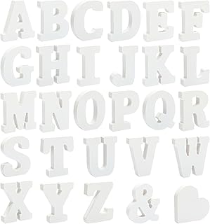 3 Inch 56 Pieces White Wood Letters Table Standing Alphabet Letters for Crafts Wedding Party Home Decor