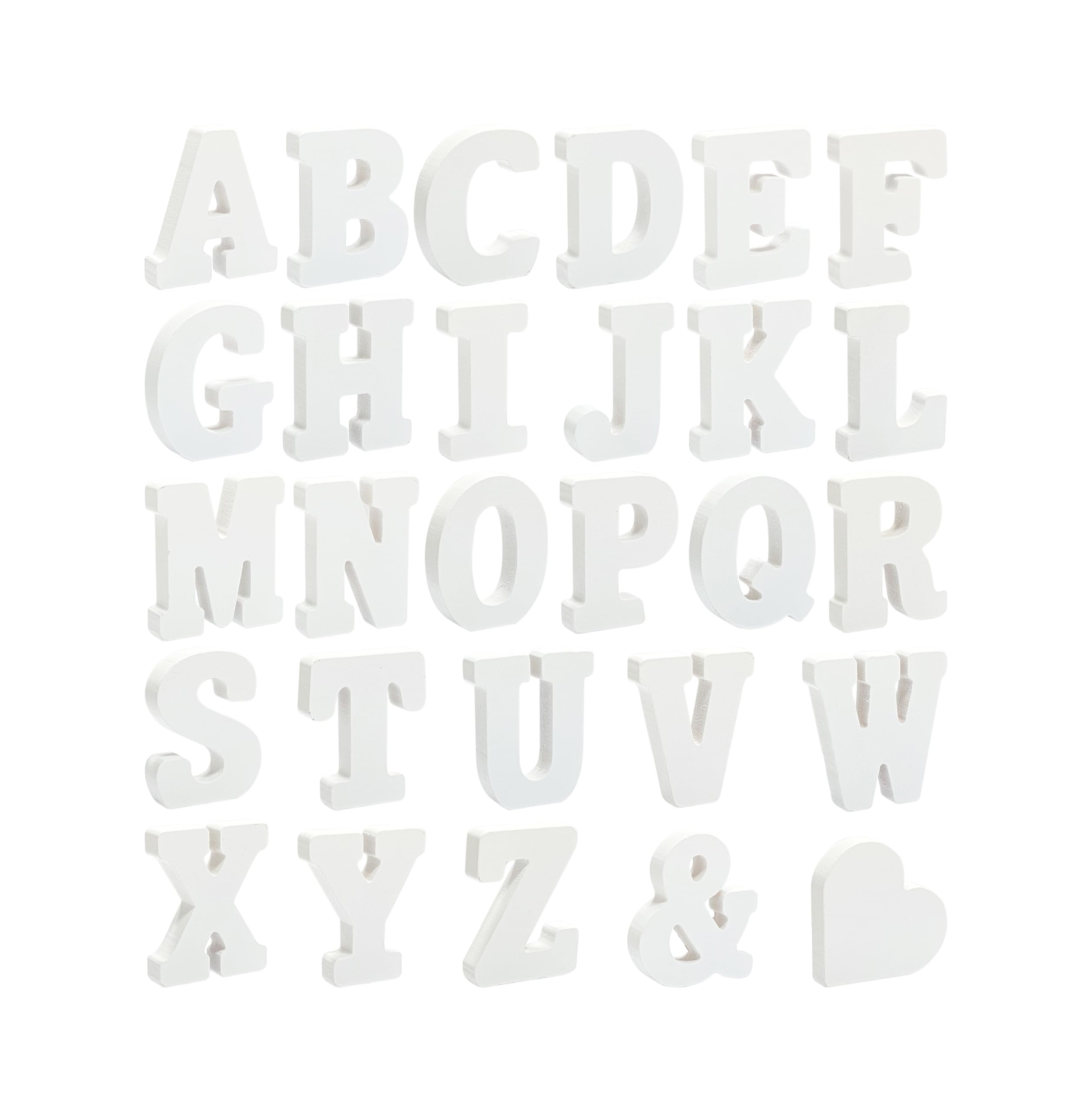Photo 1 of 3 Inch 56 Pieces White Wood Letters Table Standing Alphabet Letters for Crafts Wedding Party Home Decor