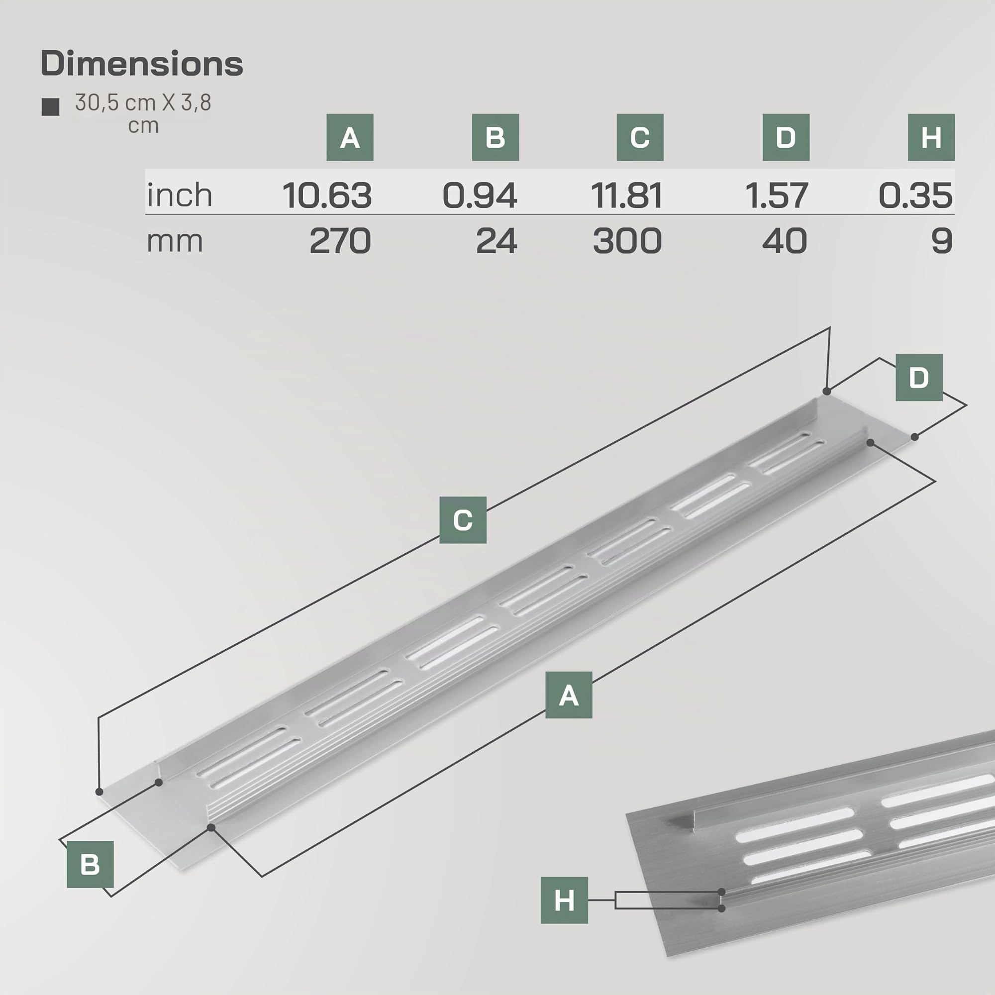 Vent Systems 400 x 300 mm - Lot de 2 grilles d'aération en aluminium argenté avec grille d'insectes - Chauffage, refroidissement et ventilation - Couvercle d'aération intérieur et extérieur